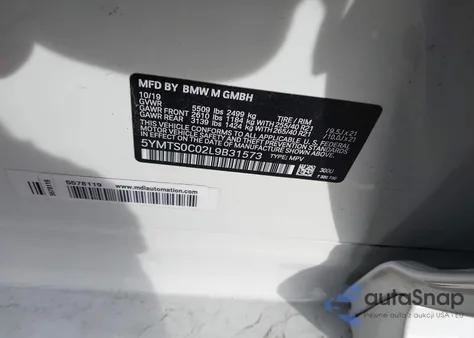 2020 BMW X3 M Competition z USA, uszkodzony, nr VIN 5YMTS0C02L9B31573